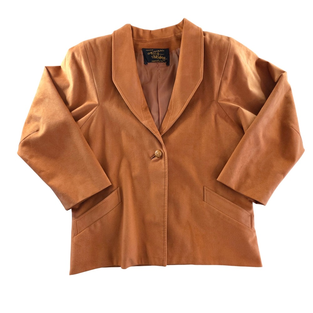 Utah Tailoring Ogden Vintage Ultrasuede Blazer Burnt Orange‎ Womens 80s Academia